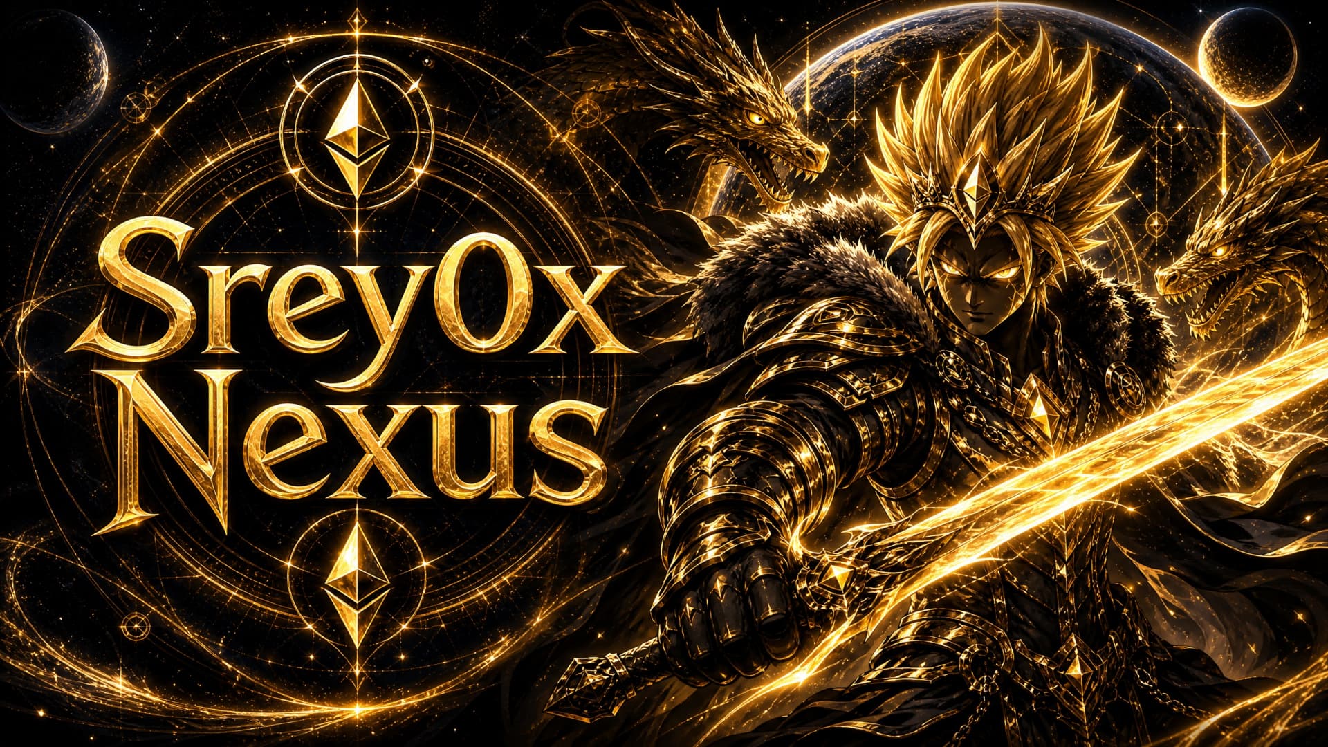 Srey0x Nexus wordmark beside the golden warrior and twin dragons